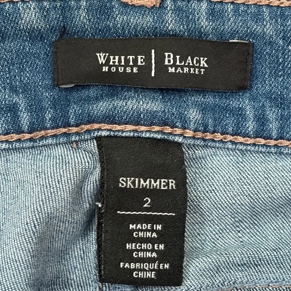 White House Black Market Skimmer Jeans Light Wash Ankle Zip Denim Womens Size 2